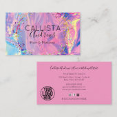 パープルピンクホログラフグリッター紙吹雪サロン 名刺 (正面/裏面)