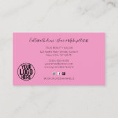 パープルピンクホログラフグリッター紙吹雪サロン 名刺 (裏面)