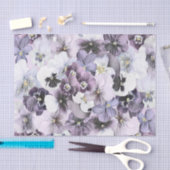 パープルピンクホワイトパンジーヴィンテージスケッチ 薄葉紙 (クラフト)