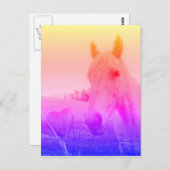パープルピンクホース&ハート ポストカード (正面/裏面)