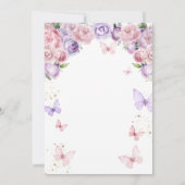 パープルピンクボウ我々のリトルバタフライ誕生日 招待状 (裏面)