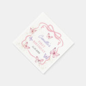 パープルピンクボウ蝶ガールバースデーパーティー スタンダードカクテルナプキン (角)