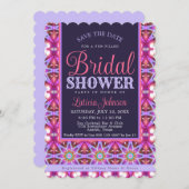 パープルピンクボヘミアンスターブライダルシャワーパーティー 招待状 (正面/裏面)