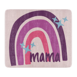 パープルピンクボヘミアンレインボーパーソナライズされたママ カッティングボード