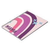 パープルピンクボヘミアンレインボーパーソナライズされたママ ノートブック (左側)