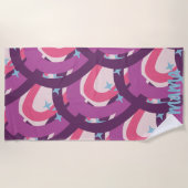 パープルピンクボヘミアンレインボーパーソナライズされたママ ビーチタオル (正面)