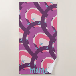 パープルピンクボヘミアンレインボーパーソナライズされたママ ビーチタオル