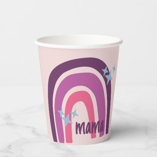 パープルピンクボヘミアンレインボーパーソナライズされたママ 紙コップ (裏面)