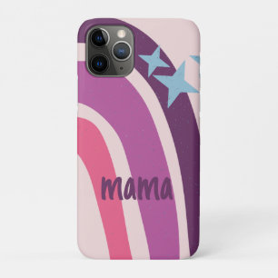 パープルピンクボヘミアンレインボーパーソナライズされたママ iPhone 11 PROケース