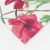 パープルピンクポピーズガロアパターン フリースブランケット (角)