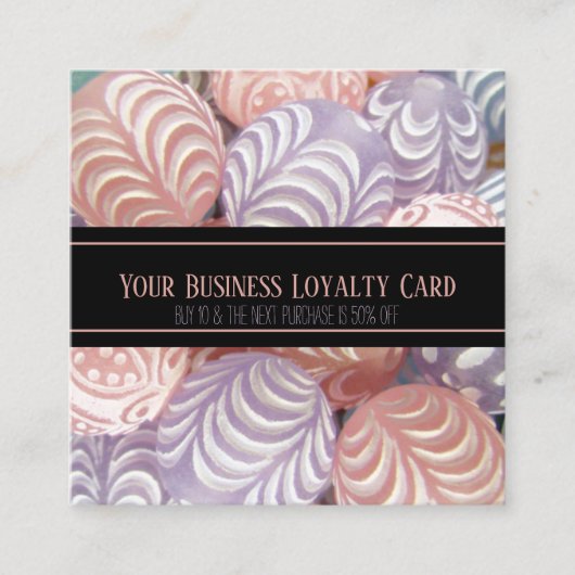 パープルピンクマーブルジェネリックビジネスロイヤリティパンチ 予約カード (正面)