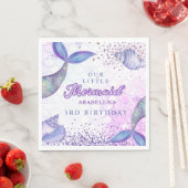 パープルピンクモダングリッターマーメイド誕生日 スタンダードランチョンナプキン (インサイチュ)