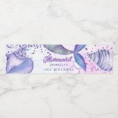 パープルピンクモダングリッターマーメイド誕生日 ペットボトルラベル (シングルラベル)