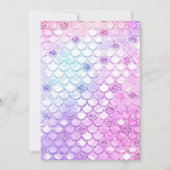 パープルピンクモダングリッターマーメイド誕生日 招待状 (裏面)