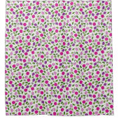 パープルピンクモダンフローラプリント シャワーカーテン (正面)