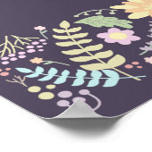 パープルピンクモダンフローラ結婚のウェルカムサイン ポスター (角)