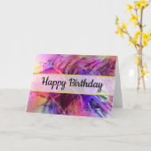 パープルピンクモダン抽象芸術ハッピーバースデー カード (黄色い花)