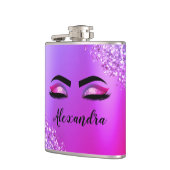 パープルピンクモノグラムグリッターまつモダン毛 フラスク (左)