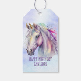 パープルピンクユニコーングリッタースパークル ギフトタグ