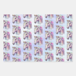 パープルピンクユニコーングリッタースパークル ラッピングペーパーシート