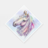 パープルピンクユニコーン名 スタンダードランチョンナプキン (角)