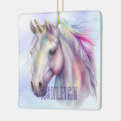 パープルピンクユニコーン名 セラミックオーナメント (左)