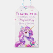 パープルピンクユニコーン誕生日サンキューギフトラベル ギフトタグ (正面)