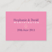 パープルピンクユニークのテー結婚ブル座席表 プレイスカード (裏面)