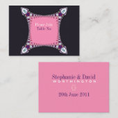 パープルピンクユニークのテー結婚ブル座席表 プレイスカード (正面/裏面)
