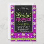 パープルピンクライムグリーンモダンブライダルシャワー 招待状 (正面)