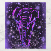 パープルピンクラベルエレファント歩くアットスターリーナイト ワインラベル (シングルラベル)