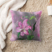 パープルピンクリリーフラワー装飾用クッション クッション (ブランケット)