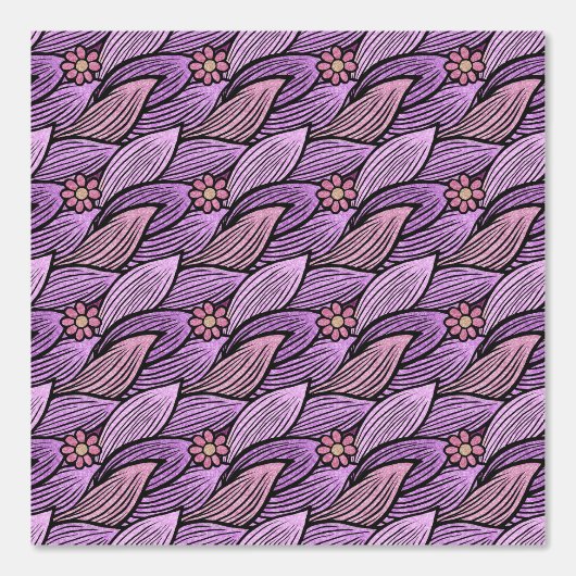 パープルピンクレトロかわいいデイジーフローラルパターガーリーン 壁紙 (正面)