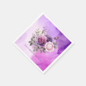 パープルピンクローズアルコールガーデンブライダルシャワー スタンダードカクテルナプキン (角)