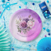 パープルピンクローズアルコールガーデンブライダルシャワー ペーパープレート (パーティー)