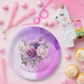 パープルピンクローズアルコールガーデンブライダルシャワー ペーパープレート (パーティー)