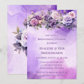 パープルピンクローズアルコールガーデンブリデスメイドランチ 招待状 (正面/裏面)