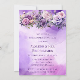 パープルピンクローズアルコールガーデンブリデスメイドランチ 招待状