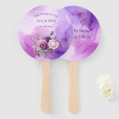 パープルピンクローズアルコール庭園の結婚式 ハンドファン (正面&裏面)