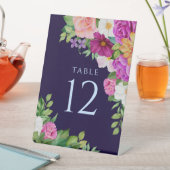 パープルピンクローズダークブルーウォーターフローラ 台座サイン (インサイチュ)