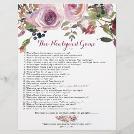 パープルピンクローズフローラブライダルシャワーゲーム チラシ