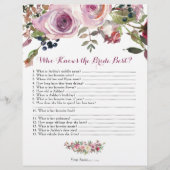 パープルピンクローズフローラブライダルシャワーゲーム チラシ (裏面)