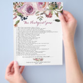 パープルピンクローズフローラブライダルシャワーゲーム チラシ (手)