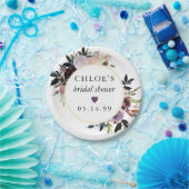 パープルピンクローズフローラブライダルシャワー ペーパープレート (パーティー)