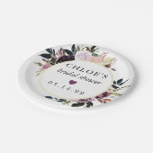 パープルピンクローズフローラブライダルシャワー ペーパープレート (アングル)