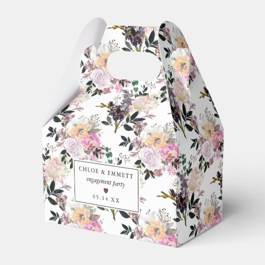 パープルピンクローズフローラ婚約パーティ フェイバーボックス (正面サイド)