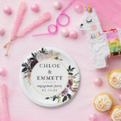 パープルピンクローズフローラ婚約パーティ ペーパープレート (パーティー)