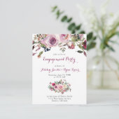 パープルピンクローズフローラ婚約パーティ 招待状 (スタンド正面)