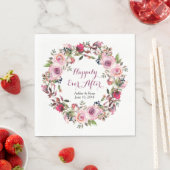 パープルピンクローズフローラ結婚リース スタンダードランチョンナプキン (インサイチュ)