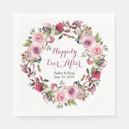 パープルピンクローズフローラ結婚リース スタンダードランチョンナプキン